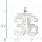 Sterling Silver Rhodium-plated Large Satin Number 36 Charm
