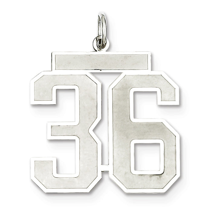 Sterling Silver/Rhodium-plated Satin Number 36 Charm