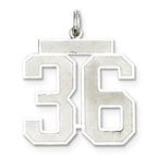 Sterling Silver/Rhodium-plated Satin Number 36 Charm