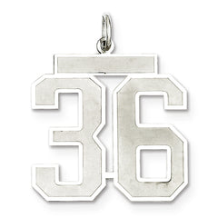 Sterling Silver/Rhodium-plated Satin Number 36 Charm