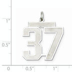 Sterling Silver Rhodium-plated Large Satin Number 37 Charm
