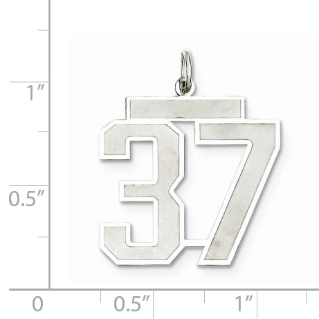 Sterling Silver Rhodium-plated Large Satin Number 37 Charm