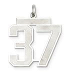 Sterling Silver/Rhodium-plated Satin Number 37 Charm