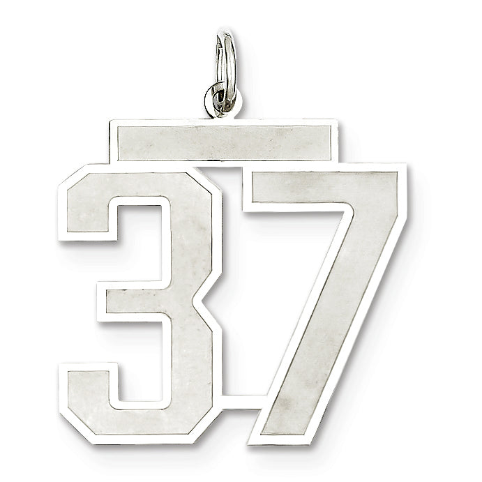 Sterling Silver/Rhodium-plated Satin Number 37 Charm