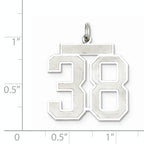 Sterling Silver Rhodium-plated Large Satin Number 38 Charm