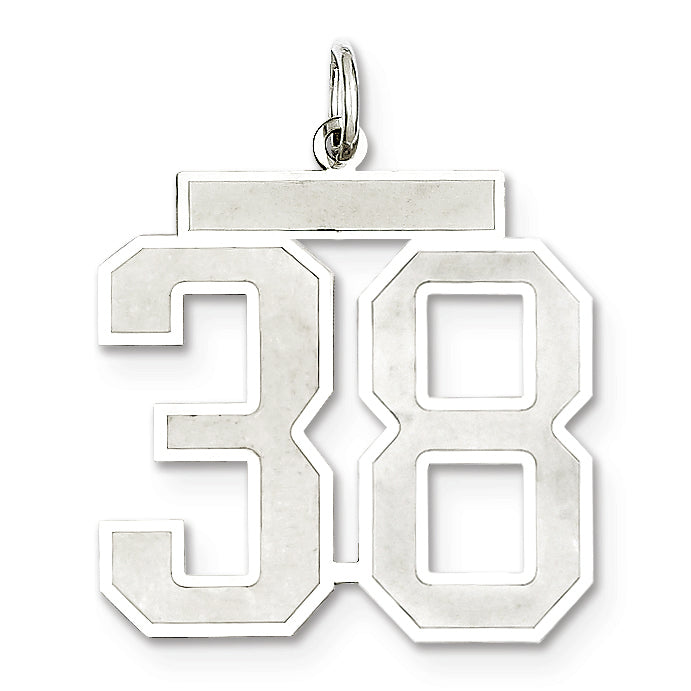 Sterling Silver/Rhodium-plated Satin Number 38 Charm