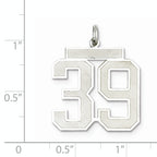 Sterling Silver Rhodium-plated Large Satin Number 39 Charm