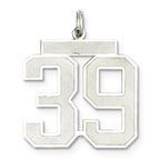 Sterling Silver/Rhodium-plated Satin Number 39 Charm