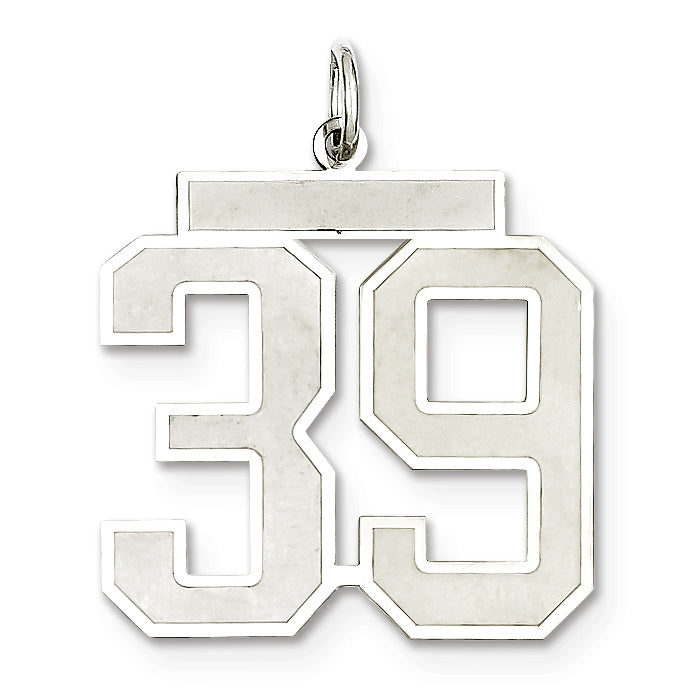 Sterling Silver/Rhodium-plated Satin Number 39 Charm