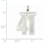 Sterling Silver Rhodium-plated Large Satin Number 41 Charm