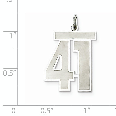 Sterling Silver Rhodium-plated Large Satin Number 41 Charm