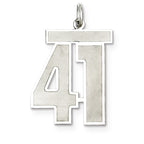 Sterling Silver/Rhodium-plated Satin Number 41 Charm