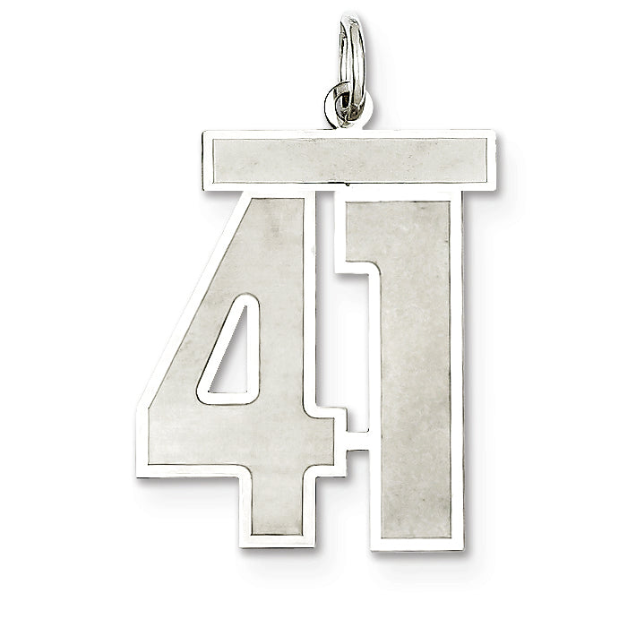 Sterling Silver/Rhodium-plated Satin Number 41 Charm