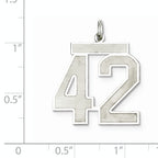 Sterling Silver Rhodium-plated Large Satin Number 42 Charm