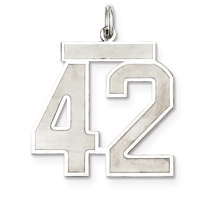 Sterling Silver/Rhodium-plated Satin Number 42 Charm