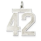 Sterling Silver/Rhodium-plated Satin Number 42 Charm