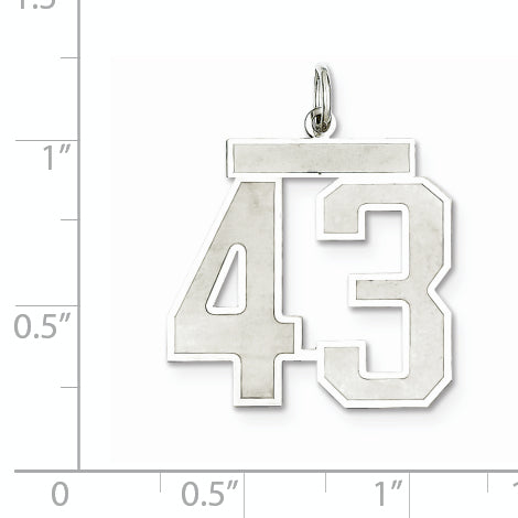 Sterling Silver Rhodium-plated Large Satin Number 43 Charm