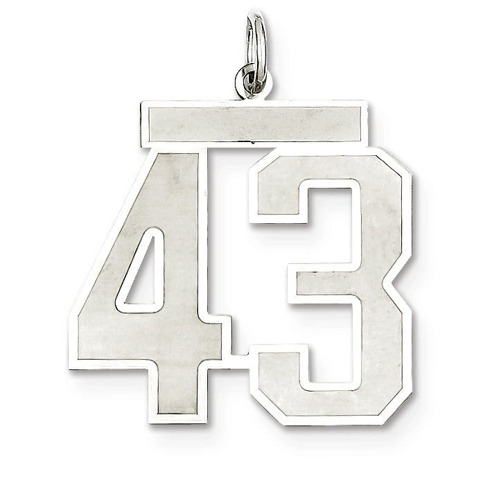 Sterling Silver/Rhodium-plated Satin Number 43 Charm