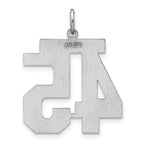Sterling Silver Rhodium-plated Large Satin Number 45 Charm