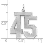 Sterling Silver Rhodium-plated Large Satin Number 45 Charm