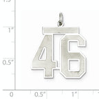 Sterling Silver Rhodium-plated Large Satin Number 46 Charm