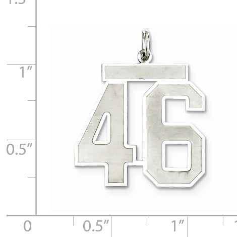 Sterling Silver Rhodium-plated Large Satin Number 46 Charm