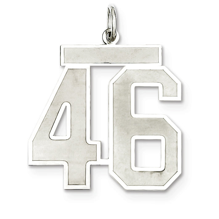 Sterling Silver/Rhodium-plated Satin Number 46 Charm