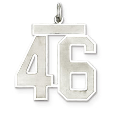 Sterling Silver/Rhodium-plated Satin Number 46 Charm