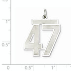 Sterling Silver Rhodium-plated Large Satin Number 47 Charm