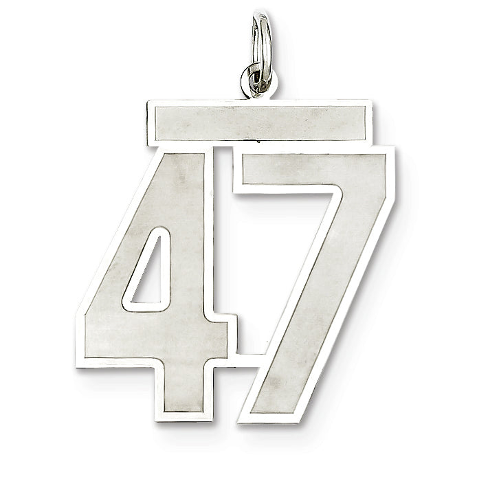 Sterling Silver/Rhodium-plated Satin Number 47 Charm