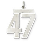 Sterling Silver/Rhodium-plated Satin Number 47 Charm