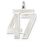 Sterling Silver/Rhodium-plated Satin Number 47 Charm