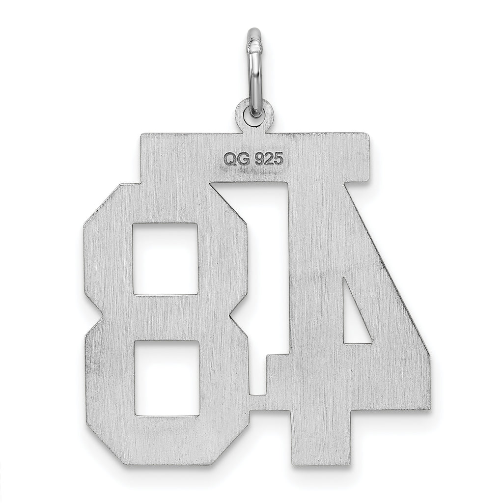 Sterling Silver Rhodium-plated Large Satin Number 48 Charm