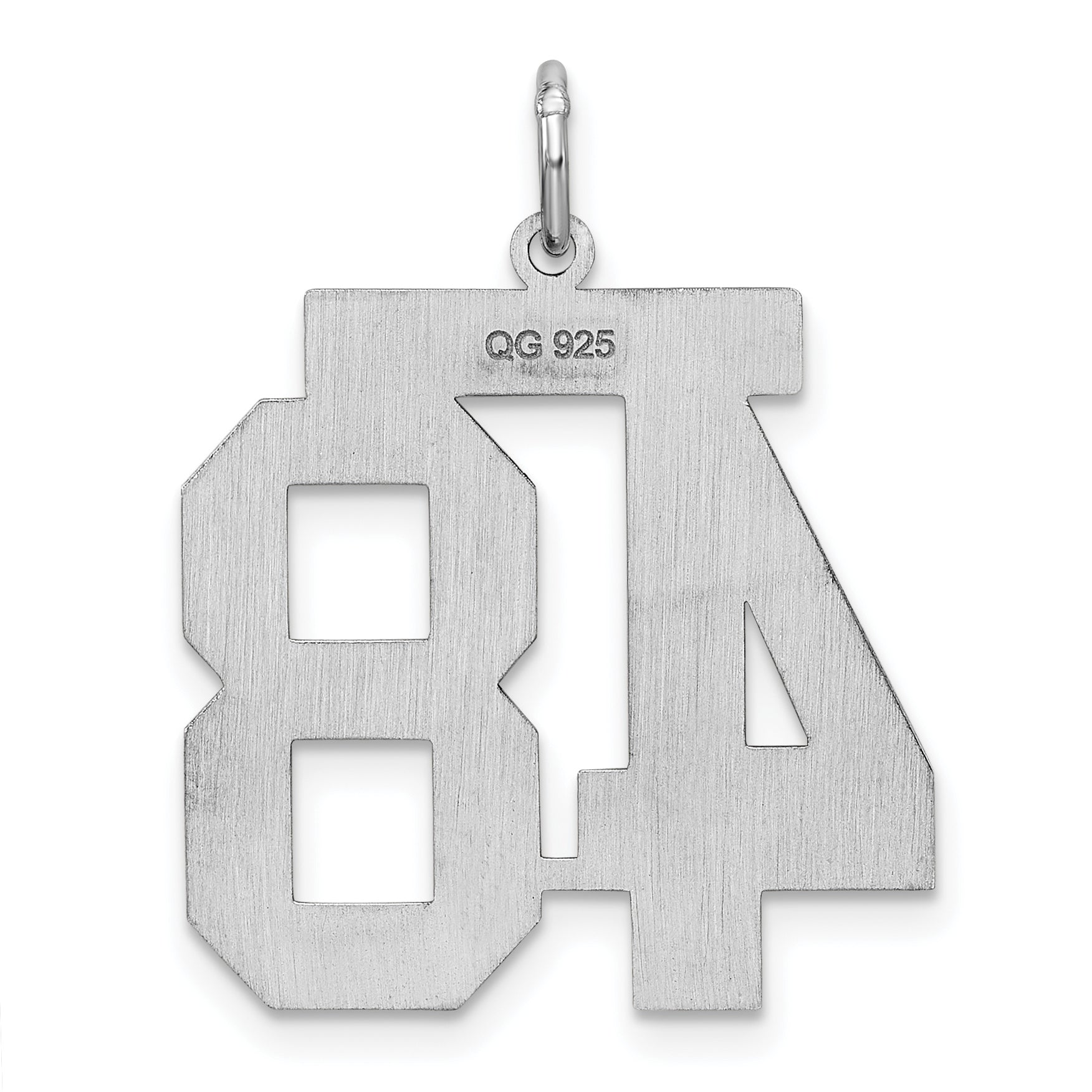 Sterling Silver Rhodium-plated Large Satin Number 48 Charm