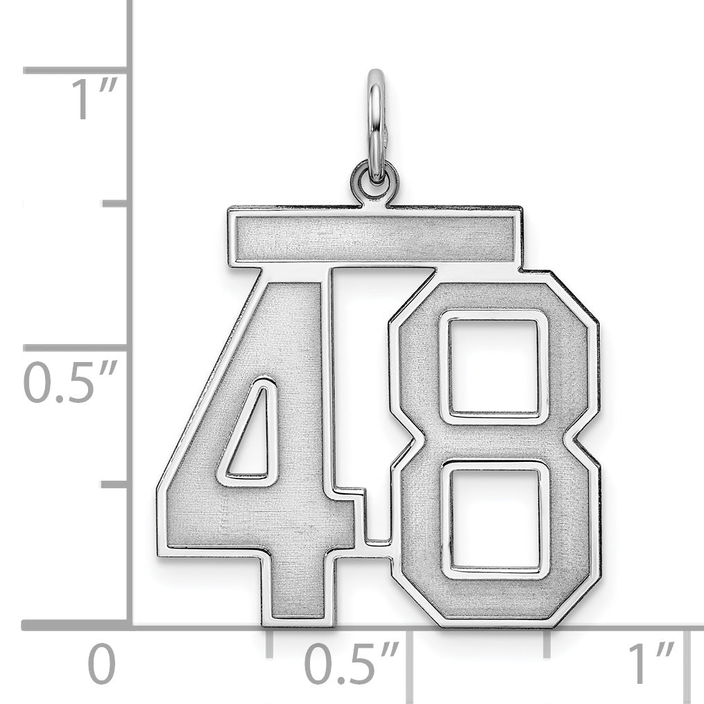 Sterling Silver Rhodium-plated Large Satin Number 48 Charm