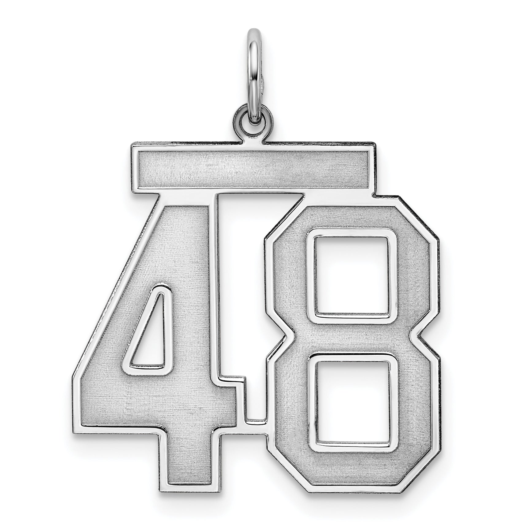 Sterling Silver/Rhodium-plated Satin Number 48 Charm Main image