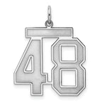Sterling Silver/Rhodium-plated Satin Number 48 Charm