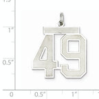 Sterling Silver Rhodium-plated Large Satin Number 49 Charm
