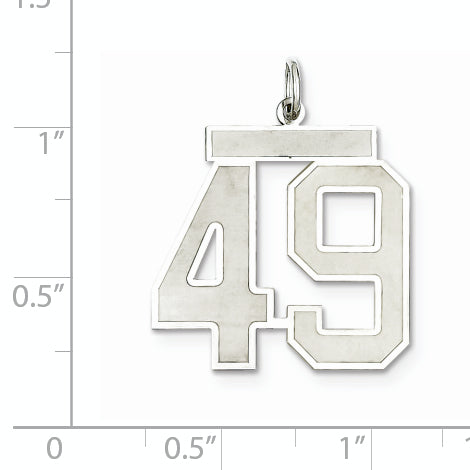 Sterling Silver Rhodium-plated Large Satin Number 49 Charm