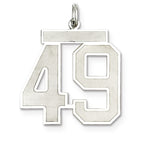 Sterling Silver/Rhodium-plated Satin Number 49 Charm