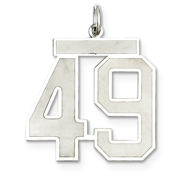 Sterling Silver/Rhodium-plated Satin Number 49 Charm
