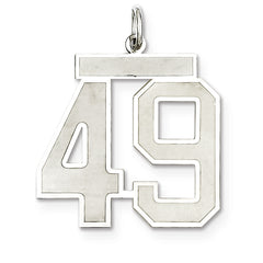 Sterling Silver/Rhodium-plated Satin Number 49 Charm