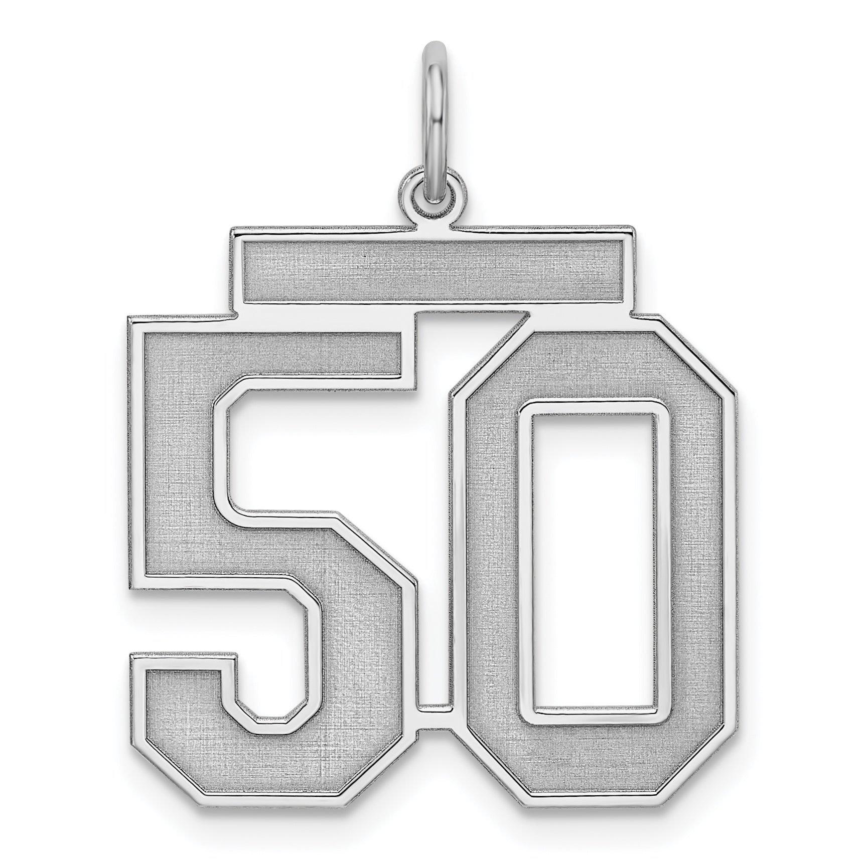 Sterling Silver/Rhodium-plated Satin Number 50 Charm Main image