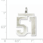 Sterling Silver Rhodium-plated Large Satin Number 51 Charm