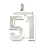 Sterling Silver/Rhodium-plated Satin Number 51 Charm