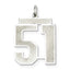 Sterling Silver/Rhodium-plated Satin Number 51 Charm