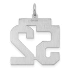 Sterling Silver Rhodium-plated Large Satin Number 52 Charm