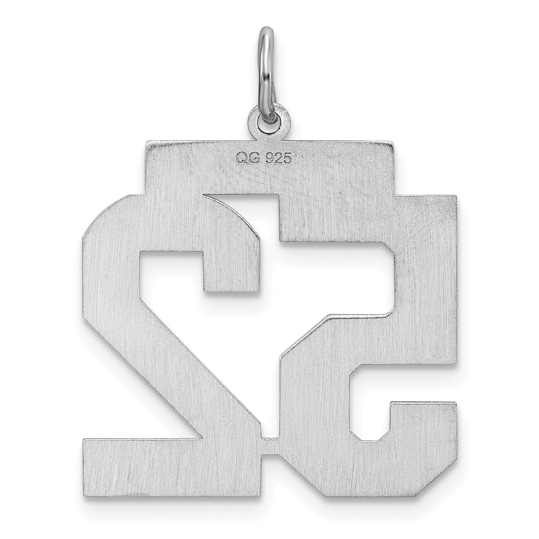 Sterling Silver Rhodium-plated Large Satin Number 52 Charm