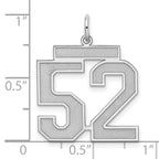 Sterling Silver Rhodium-plated Large Satin Number 52 Charm
