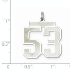 Sterling Silver Rhodium-plated Large Satin Number 53 Charm
